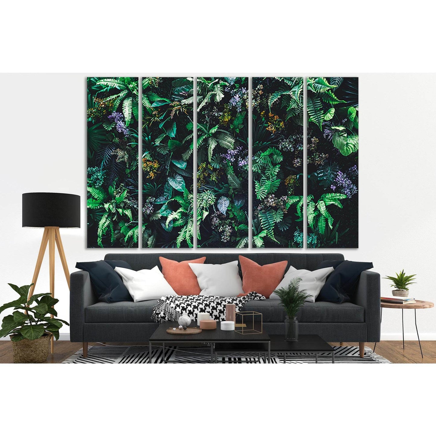 Tropical Green Leaves №SL679 Ready to Hang Canvas Print - Zellart Canvas Prints 0new, ALL_Products, Floral & Botanical Wall Art