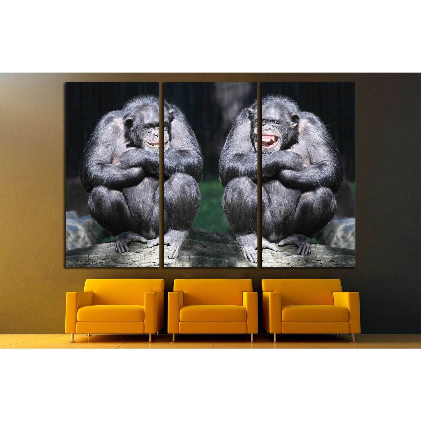 Two chimpanzees have a fun №1114 Ready to Hang Canvas Print - Zellart Canvas Prints ALL_Products, s-1114