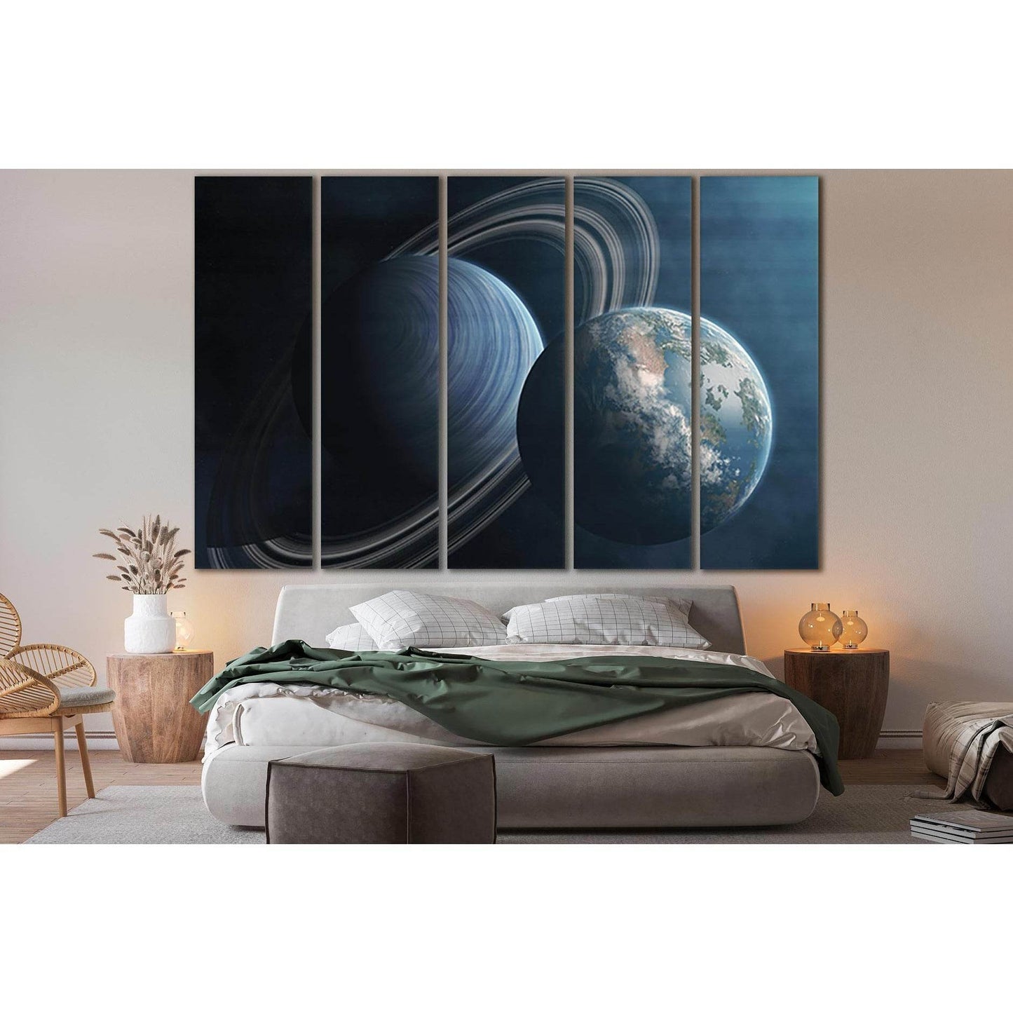 Two Planets Near Each Other №SL988 Ready to Hang Canvas Print - Zellart Canvas Prints 0new, ALL_Products, Astronomy & Space Canvas Wall Art