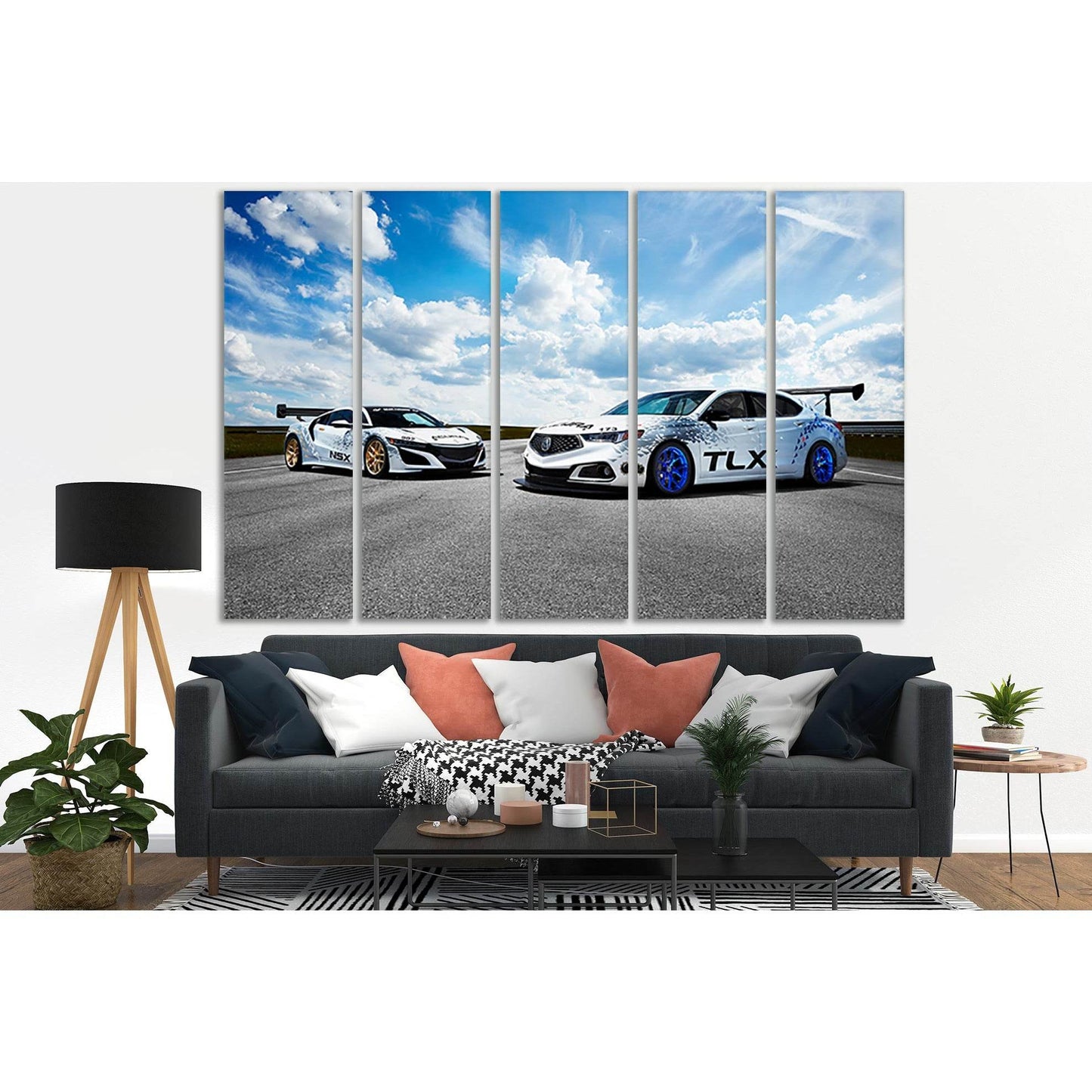 Two Sports Cars On The Road №SL919 Ready to Hang Canvas Print - Zellart Canvas Prints 0new, ALL_Products, Sports & Motivation