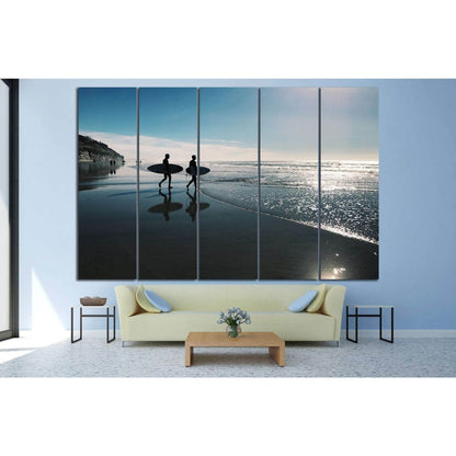 Two surfers, San Diego №1015 Ready to Hang Canvas PrintCanvas art arrives ready to hang, with hanging accessories included and no additional framing required. Every canvas print is hand-crafted, made on-demand at our workshop and expertly stretched around