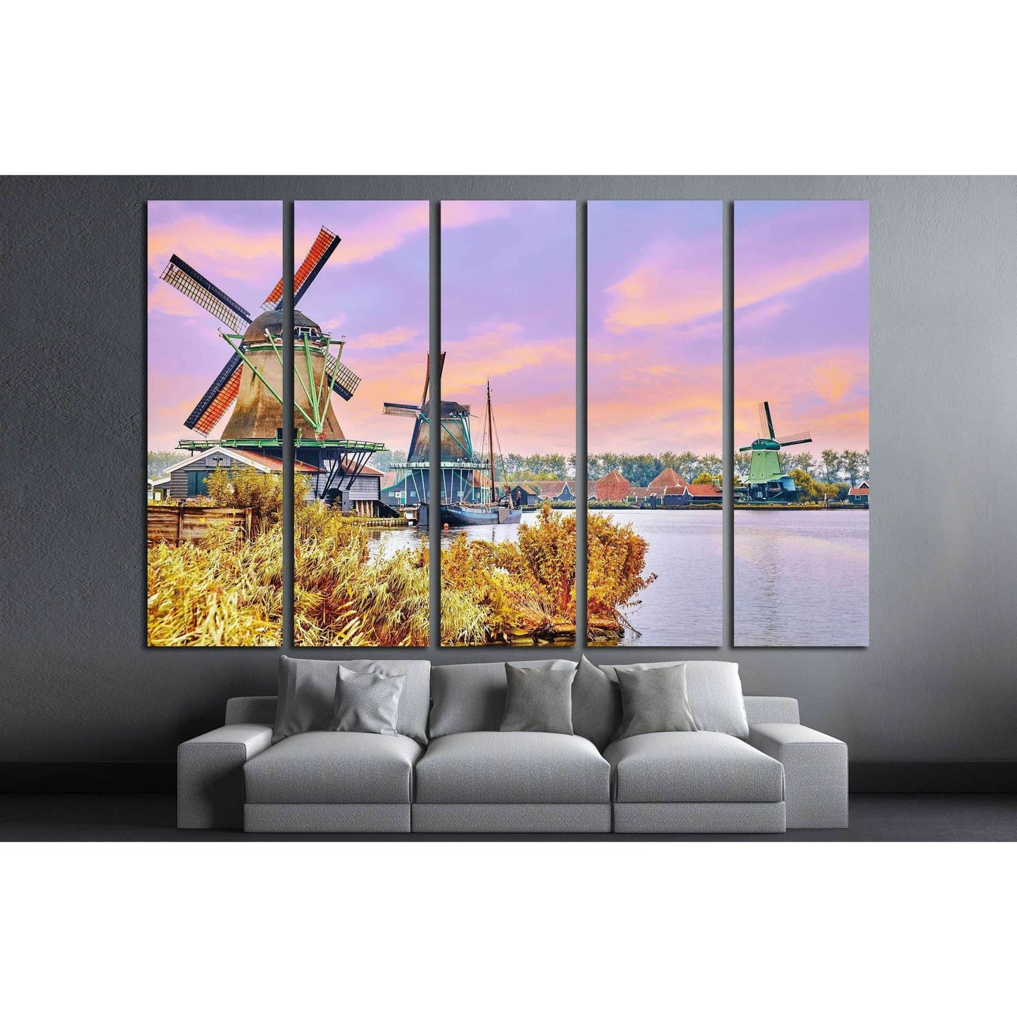 Unique old, authentic, real working windmills in the suburbs of Amsterdam, the Netherlands. №2305 Ready to Hang Canvas Print - Zellart Canvas Prints ALL_Products, s-2305