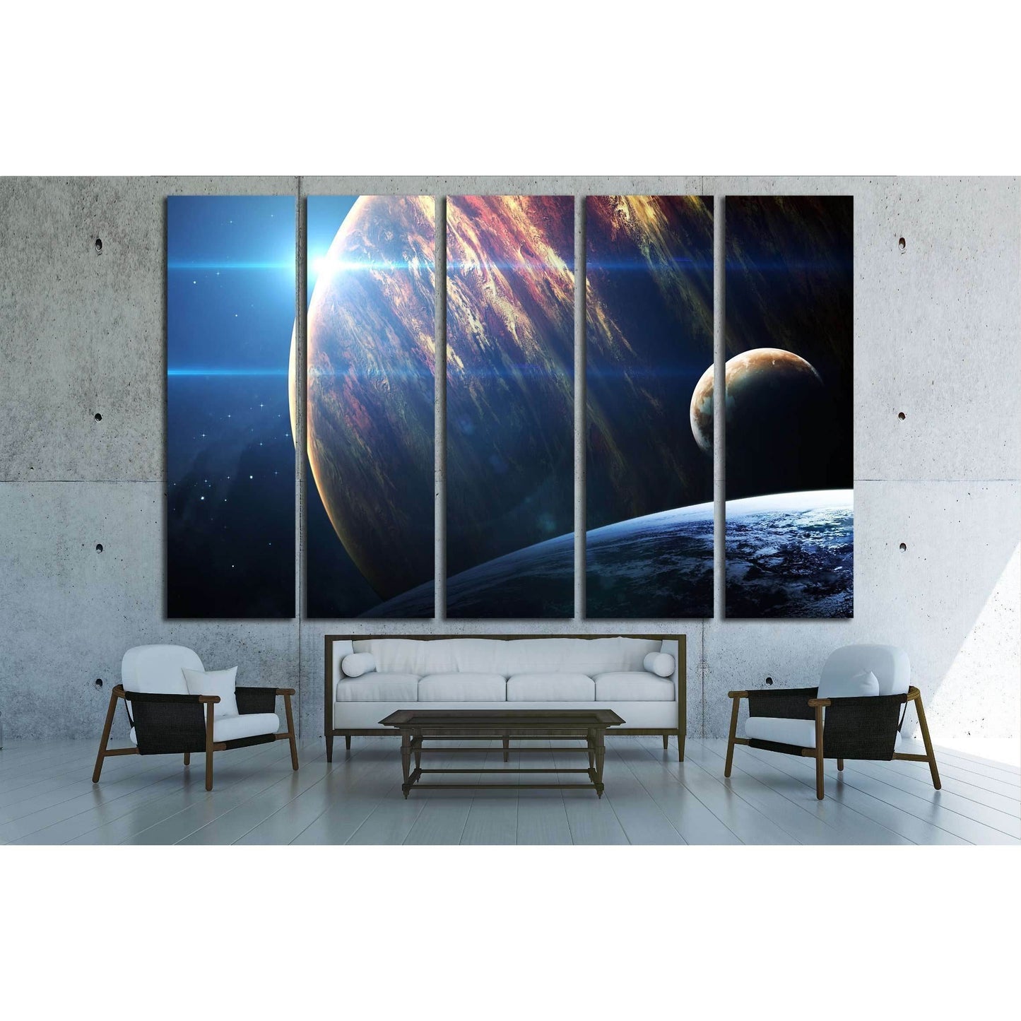 Universe scene with planets, stars and galaxies in outer space №2434 Ready to Hang Canvas Print - Zellart Canvas Prints ALL_Products, s-2434