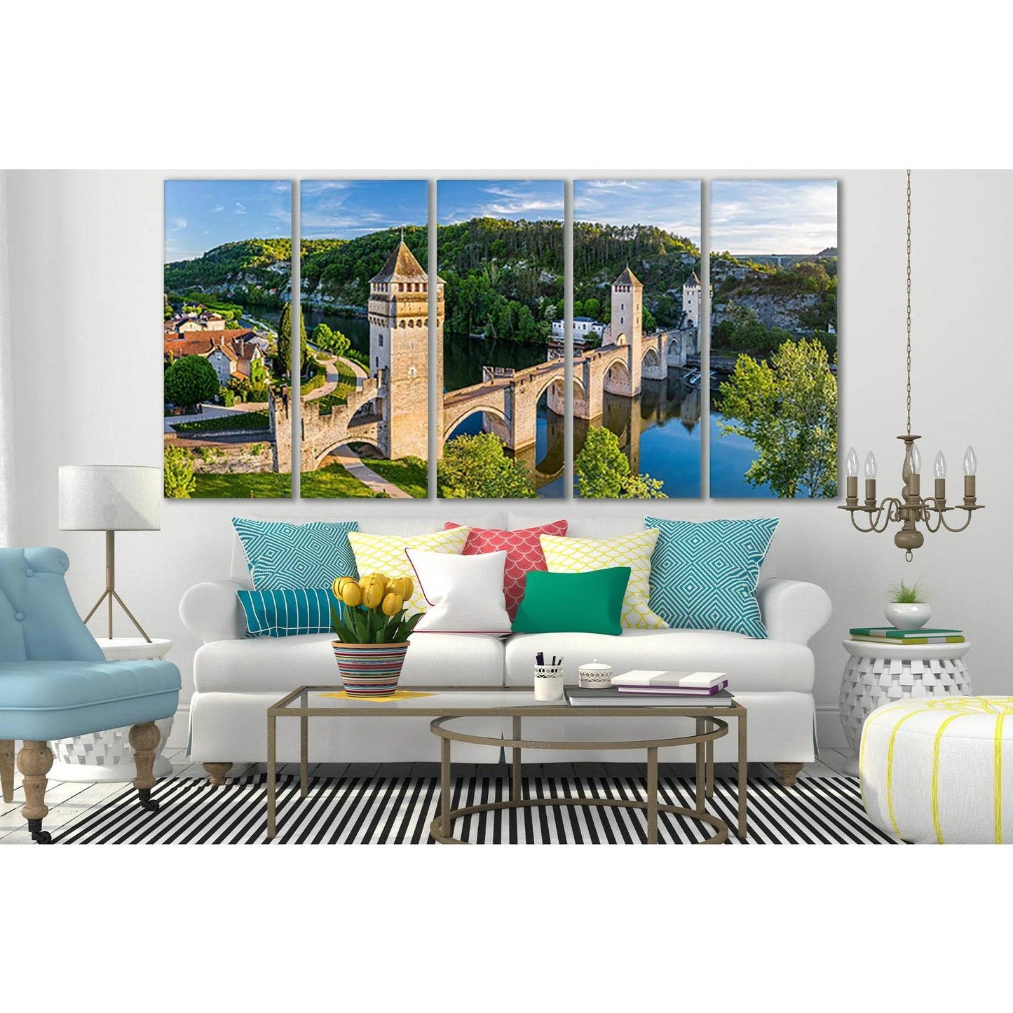 Valantrez Bridge France №SL1104 Ready to Hang Canvas Print - Zellart Canvas Prints 0new, ALL_Products, Bridges Wall Art