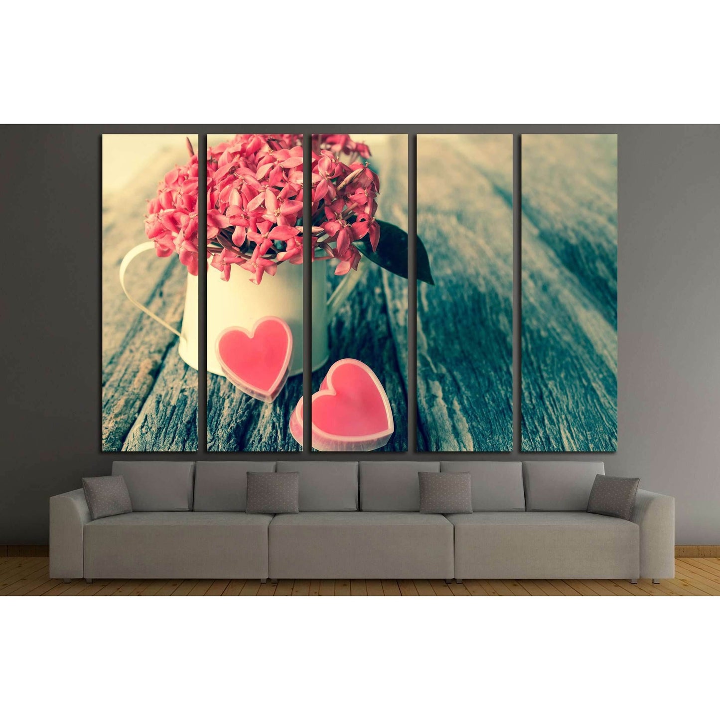 Valentines Day background with hearts and flower №2753 Ready to Hang Canvas Print - Zellart Canvas Prints ALL_Products, s-2753