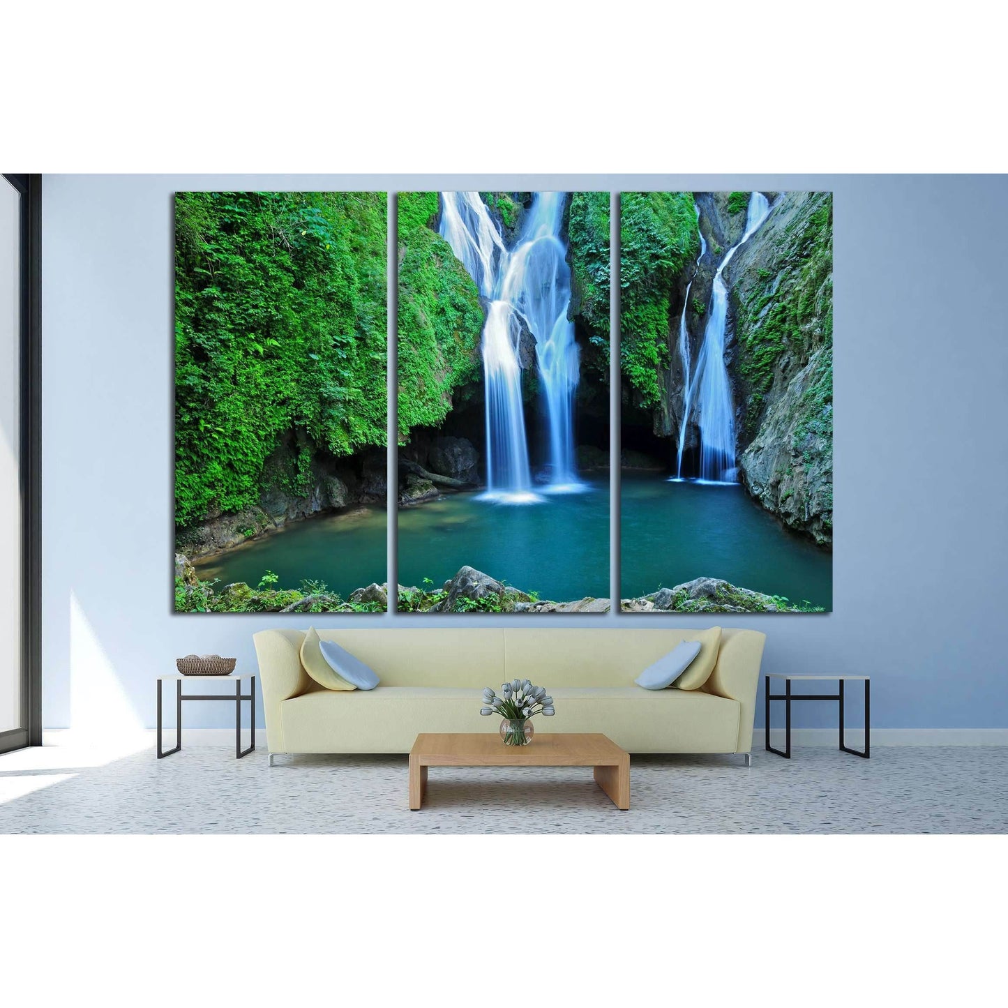 Vegas grande waterfall in Topes de Collante, Trinidad, Cuba №2686 Ready to Hang Canvas Print - Zellart Canvas Prints ALL_Products, s-2686, Waterfall