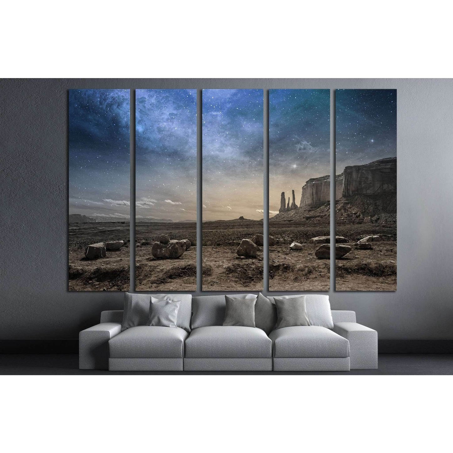 view of a rocky desert landscape at dusk №1311 Ready to Hang Canvas Print - Zellart Canvas Prints ALL_Products, s-1311