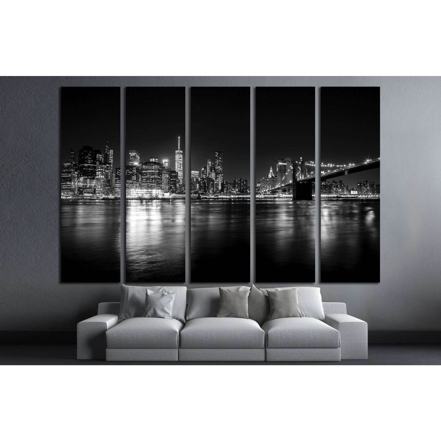 View of Manhattan from Brooklyn №1366 Ready to Hang Canvas Print - Zellart Canvas Prints 0_NY_ART, ALL_Products, s-1366