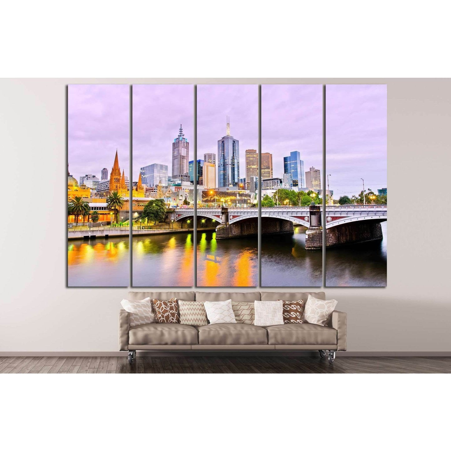 View of Melbourne №804 Ready to Hang Canvas Print - Zellart Canvas Prints ALL_Products, s-804