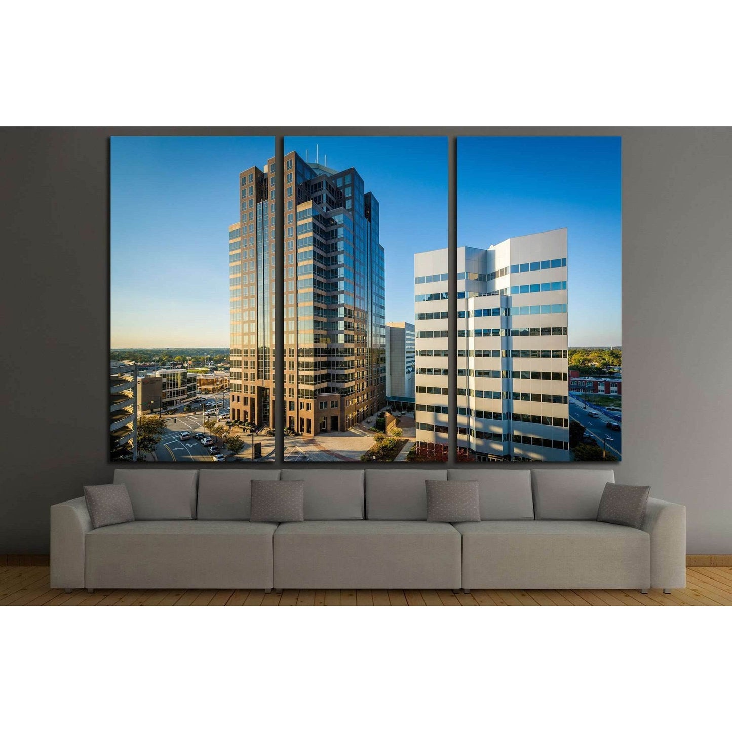 View of modern buildings in downtown Greensboro, North Carolina №1747 Ready to Hang Canvas Print - Zellart Canvas Prints ALL_Products, s-1747