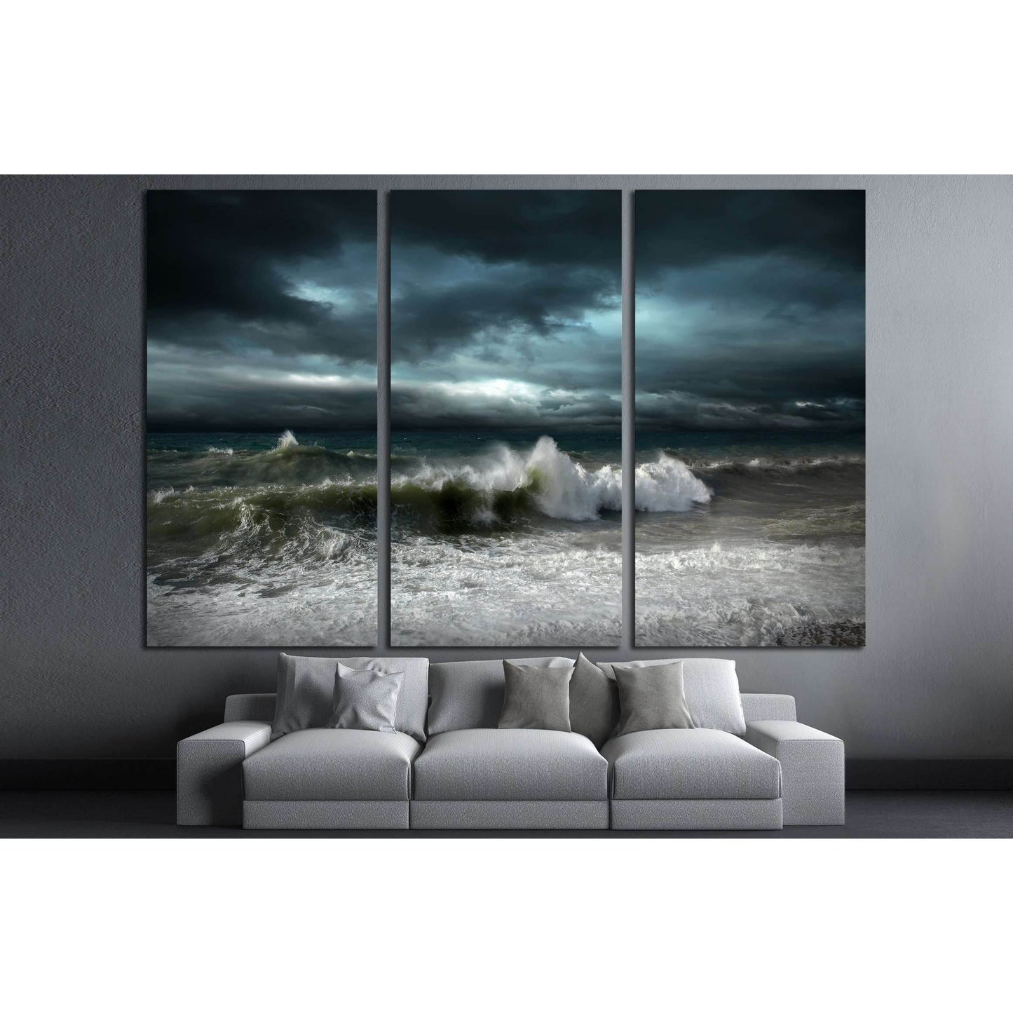 View of storm seascape №2864 Ready to Hang Canvas Print - Zellart Canvas Prints ALL_Products, s-2864