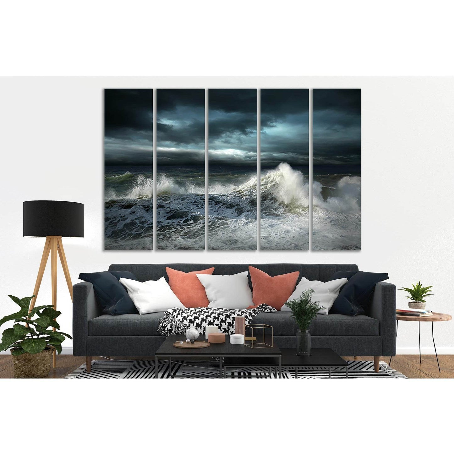 View Storm Seascape №SL53 Ready to Hang Canvas Print - Zellart Canvas Prints 0new, ALL_Products, Beach Ocean & Waves