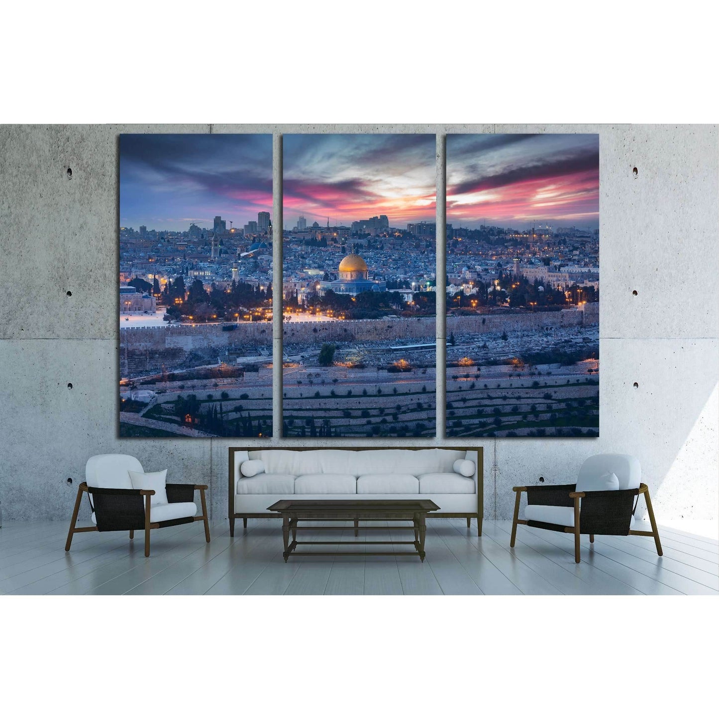 View to Jerusalem old city. Israel №3037 Ready to Hang Canvas Print - Zellart Canvas Prints ALL_Products, s-3037