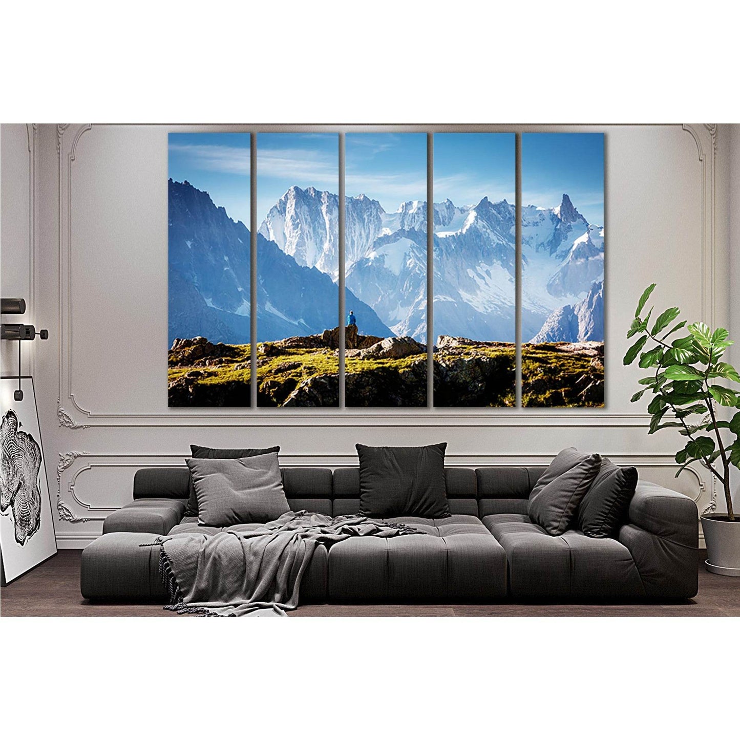 Views Mont Blanc Glacier №SL1342 Ready to Hang Canvas Print - Zellart Canvas Prints 0new, ALL_Products, Glacials, Mountains Wall Art