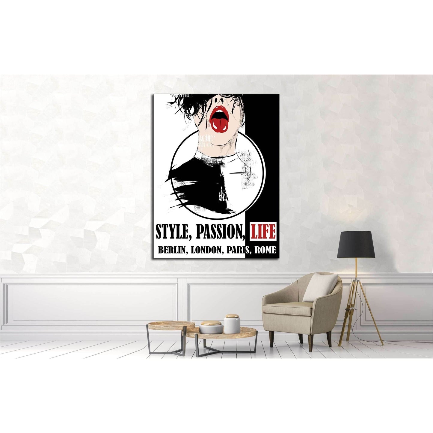 Vintage canvas, girl, fashion. Vector illustration №4554 Ready to Hang Canvas Print - Zellart Canvas Prints ALL_Products, s-4554