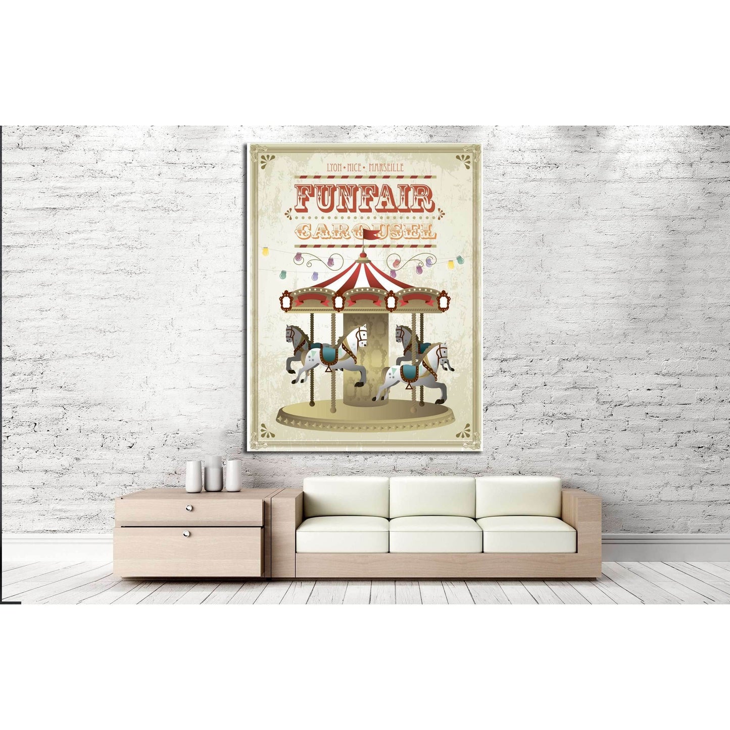 vintage carousel template vector №4572 Ready to Hang Canvas Print - Zellart Canvas Prints ALL_Products, s-4572