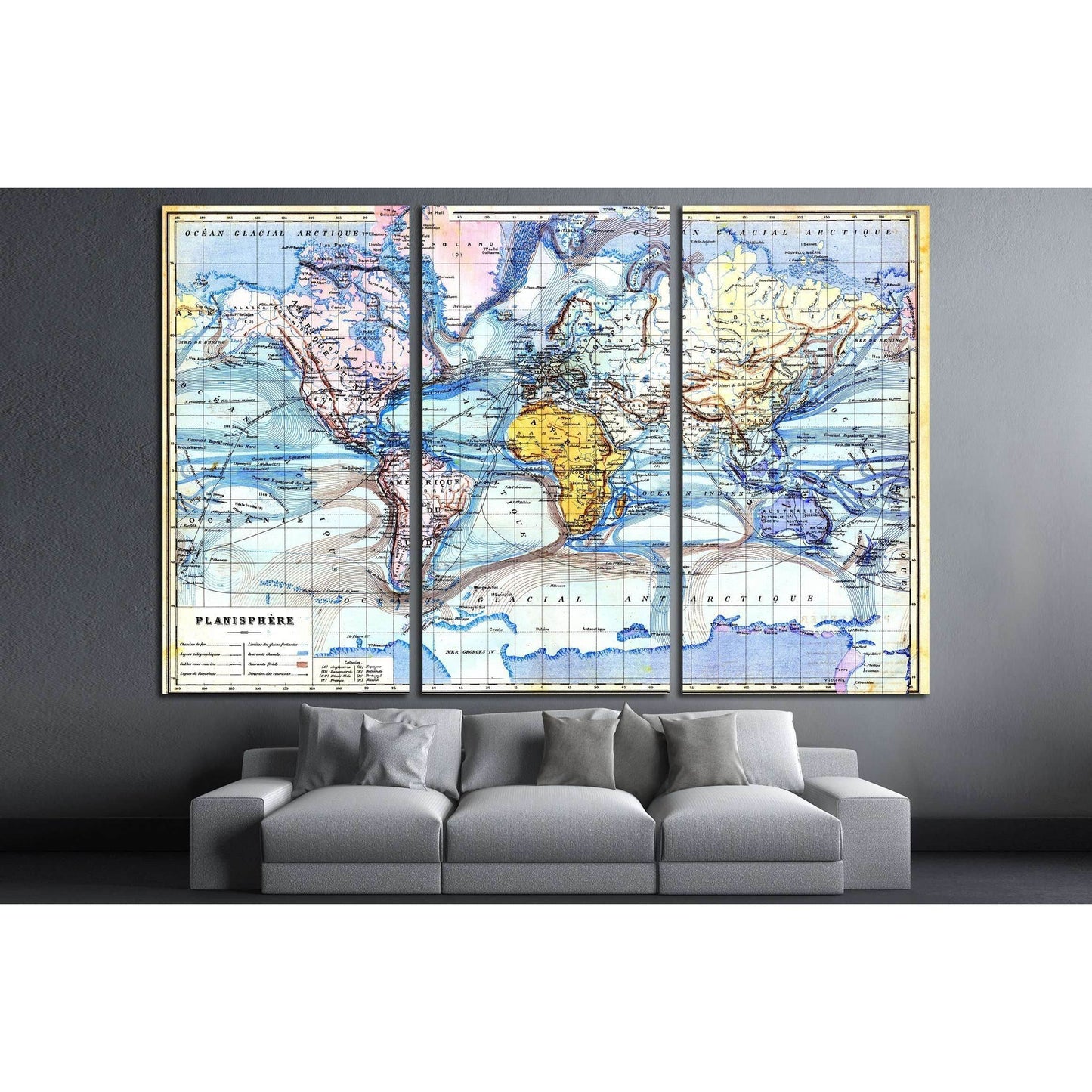 Vintage map from the late 19th century, Trousset encyclopedia №3222 Ready to Hang Canvas Print - Zellart Canvas Prints ALL_Products, s-3222