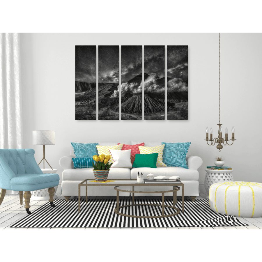 Volcano Bromo in black and white №4035 -175 -358 Ready to Hang Canvas Print - Zellart Canvas Prints 4035 -175 -358, ALL_Products