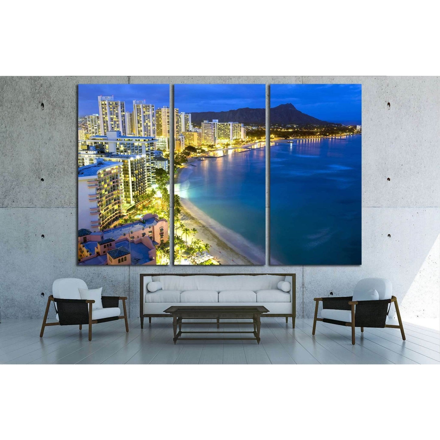 Waikiki beach in Honolulu, Hawaii №1664 Ready to Hang Canvas Print - Zellart Canvas Prints ALL_Products, s-1664