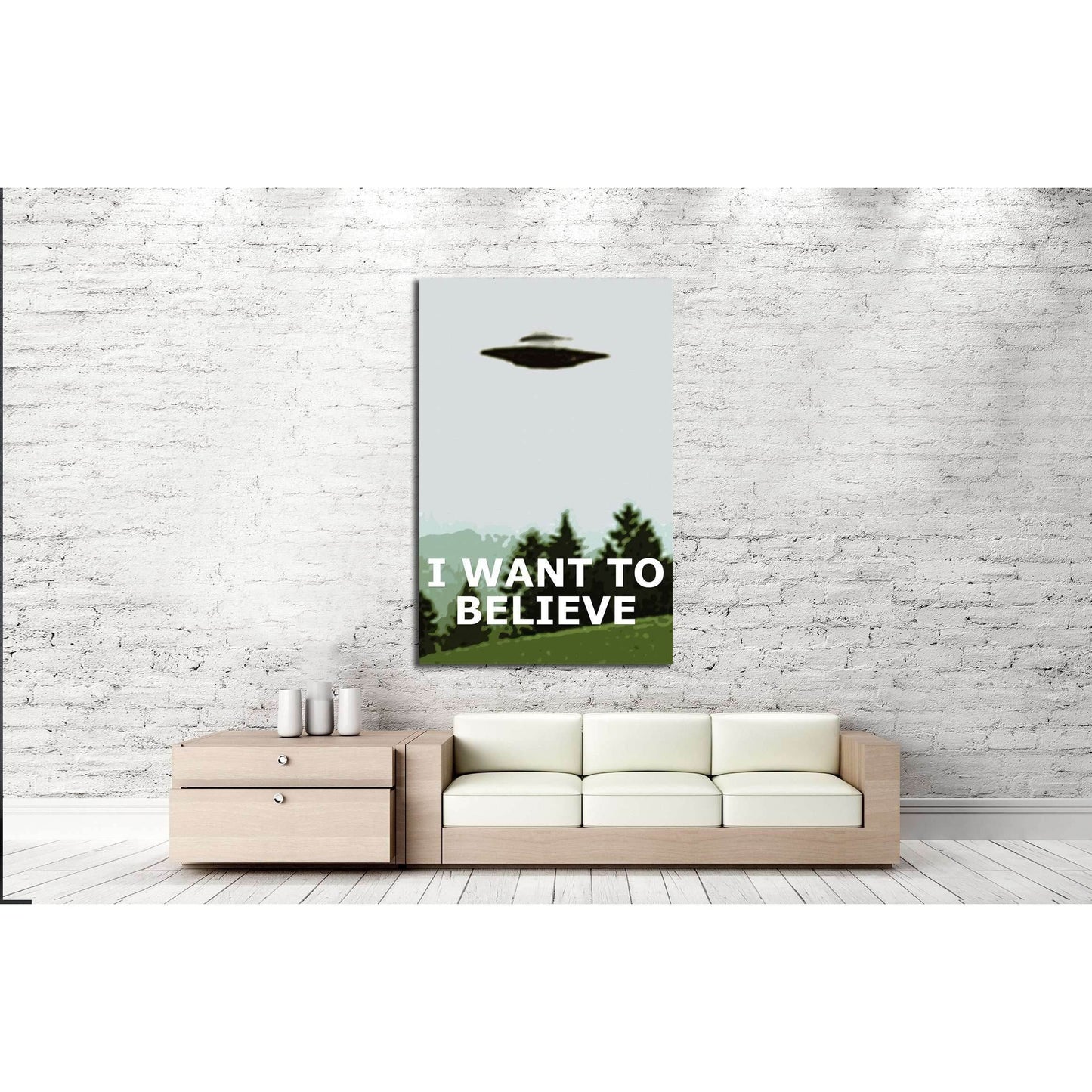 want to believe x files poster (Eugenia Loli) №3393 Ready to Hang Canvas Print - Zellart Canvas Prints 000Negative, ALL_Products, autopostr_pinterest_64952, s-3393