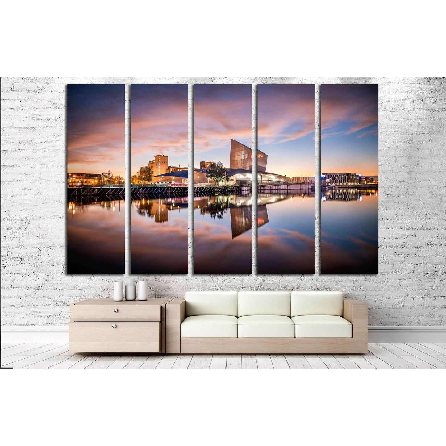 War Museum on the banks of Manchester Canal in Salford Quays, Manchester №3002 Ready to Hang Canvas Print - Zellart Canvas Prints ALL_Products, s-3002