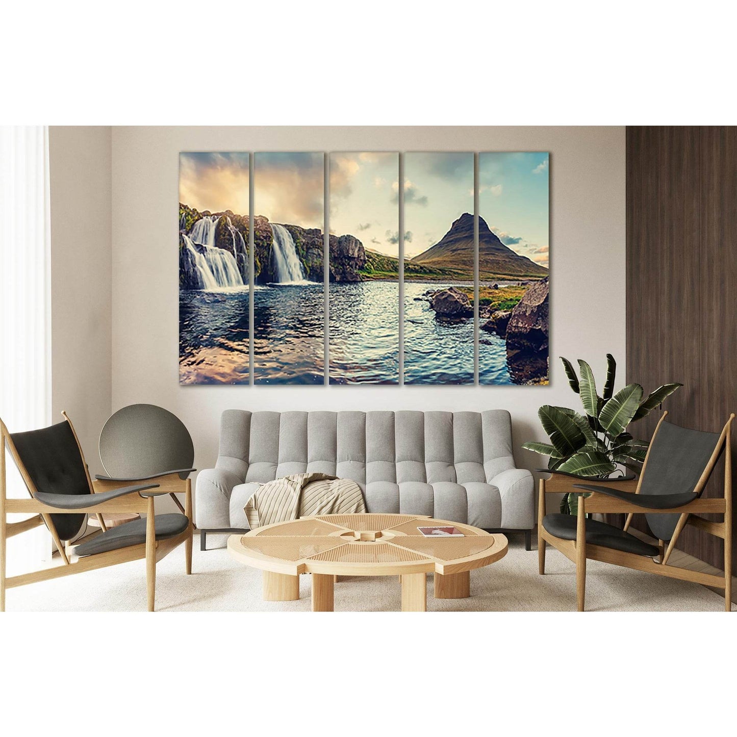 Waterfall And Kirkjufell Mountain №Sl12 Ready to Hang Canvas Print - Zellart Canvas Prints 0new, ALL_Products, Nature & Landscapes Canvas Print, Waterfall