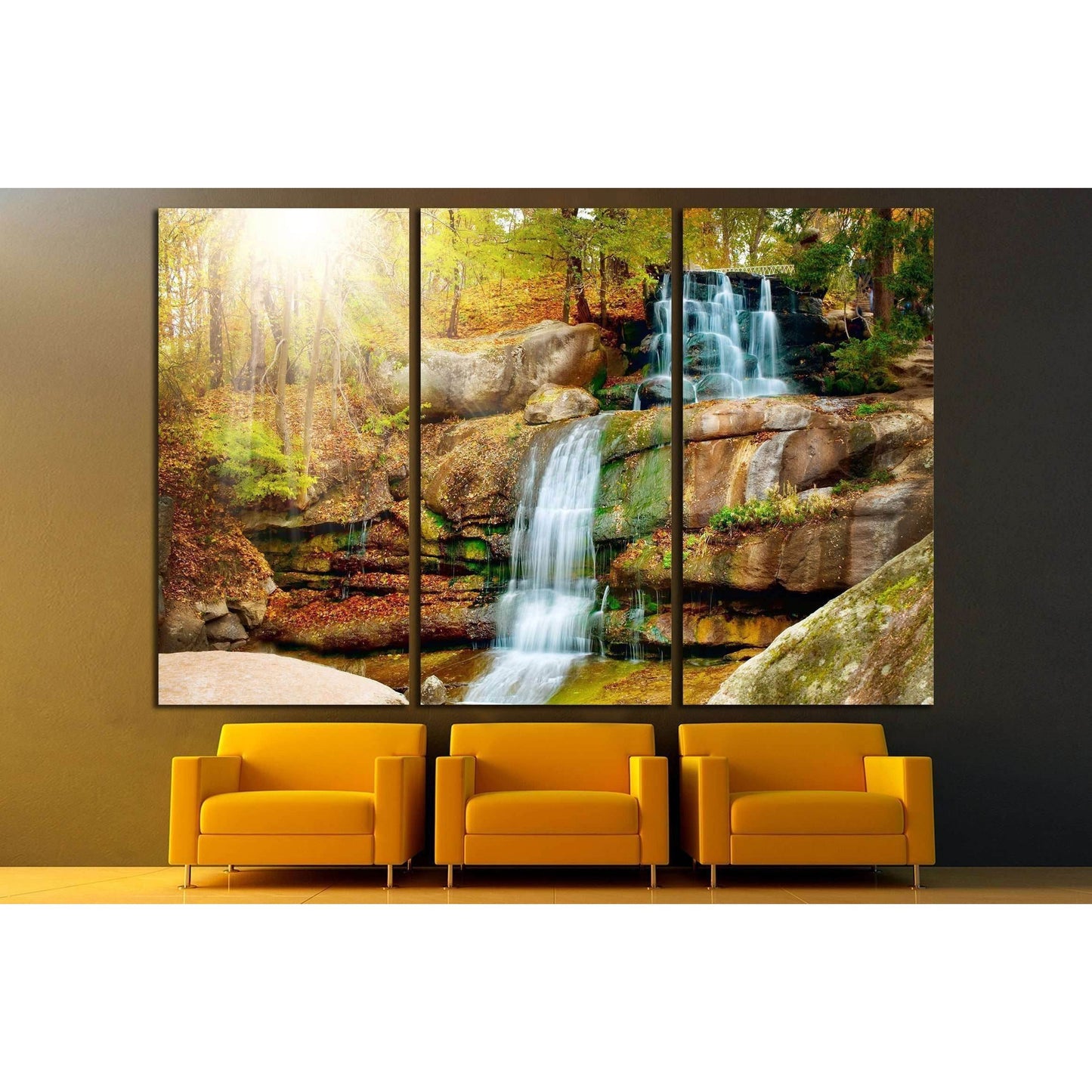 Waterfall in forest №2500 Ready to Hang Canvas Print - Zellart Canvas Prints ALL_Products, s-2500, Waterfall