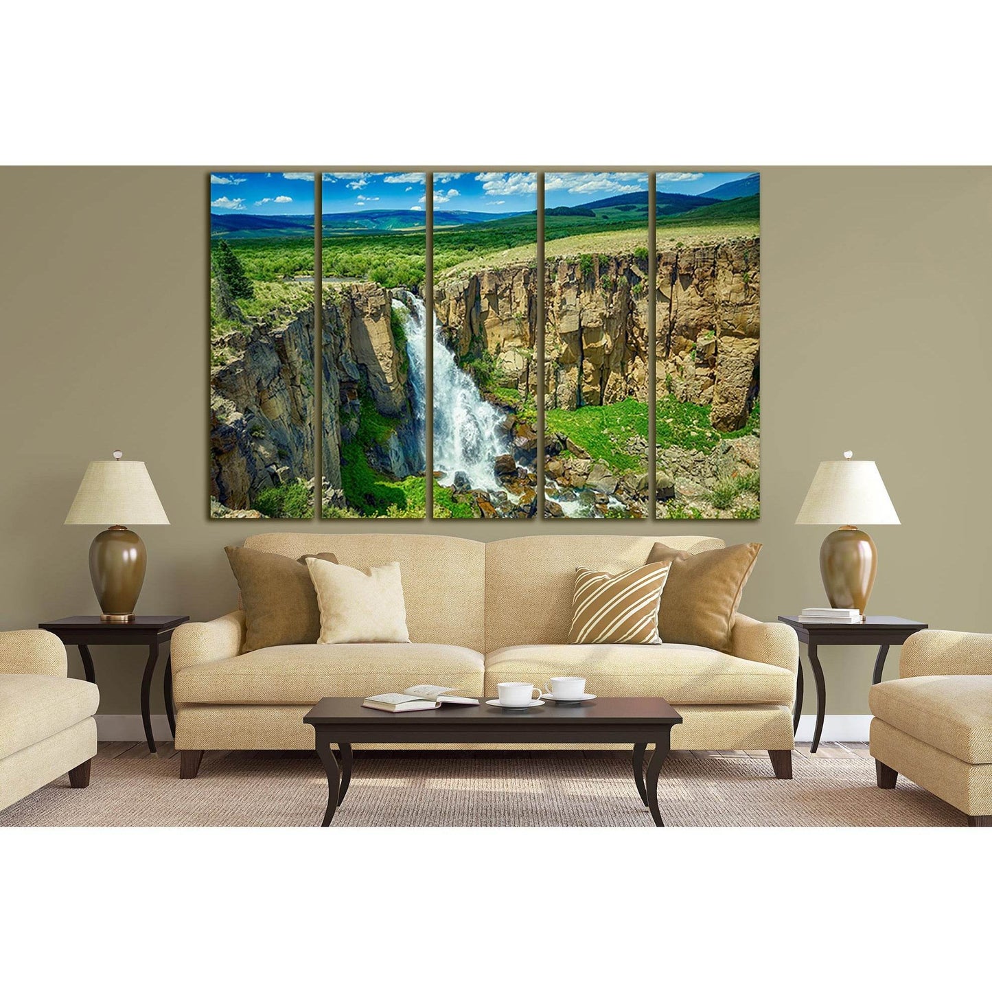 Waterfalls Landscape Colorado №SL489 Ready to Hang Canvas Print - Zellart Canvas Prints 0new, ALL_Products, Waterfall, Waterfall Wall Art