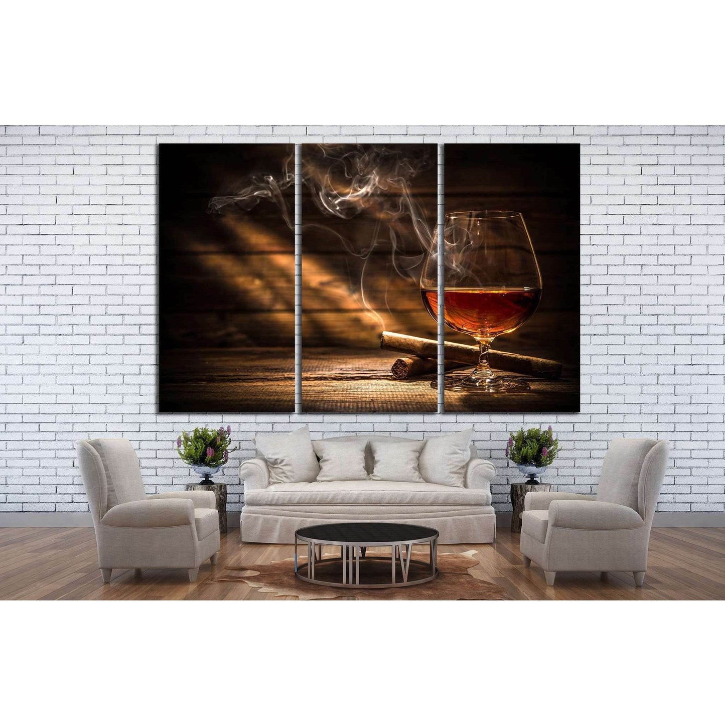 Whiskey and Cigar №533 Ready to Hang Canvas Print - Zellart Canvas Prints ALL_Products, s-533