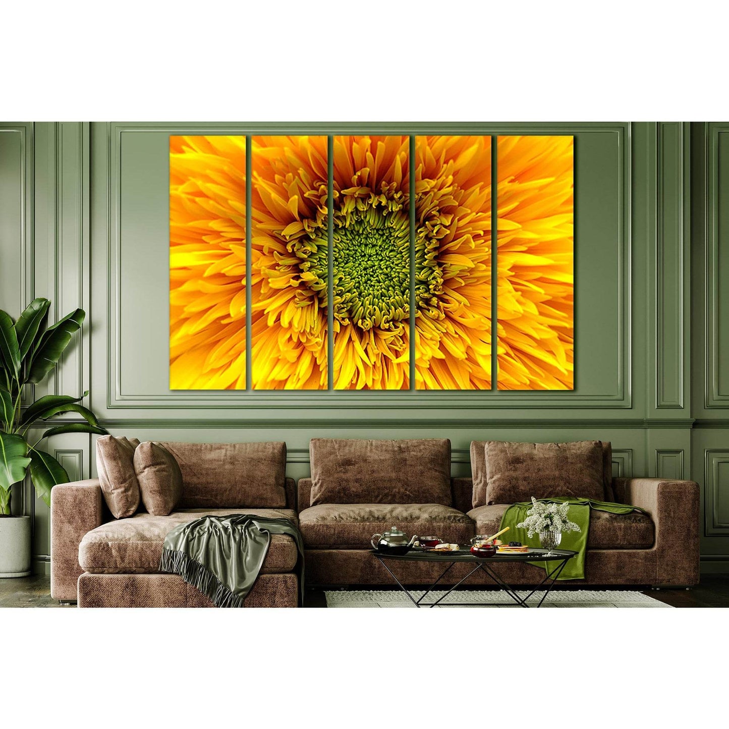 White And Green Flower №SL727 Ready to Hang Canvas Print - Zellart Canvas Prints 0new, ALL_Products, Floral & Botanical Wall Art