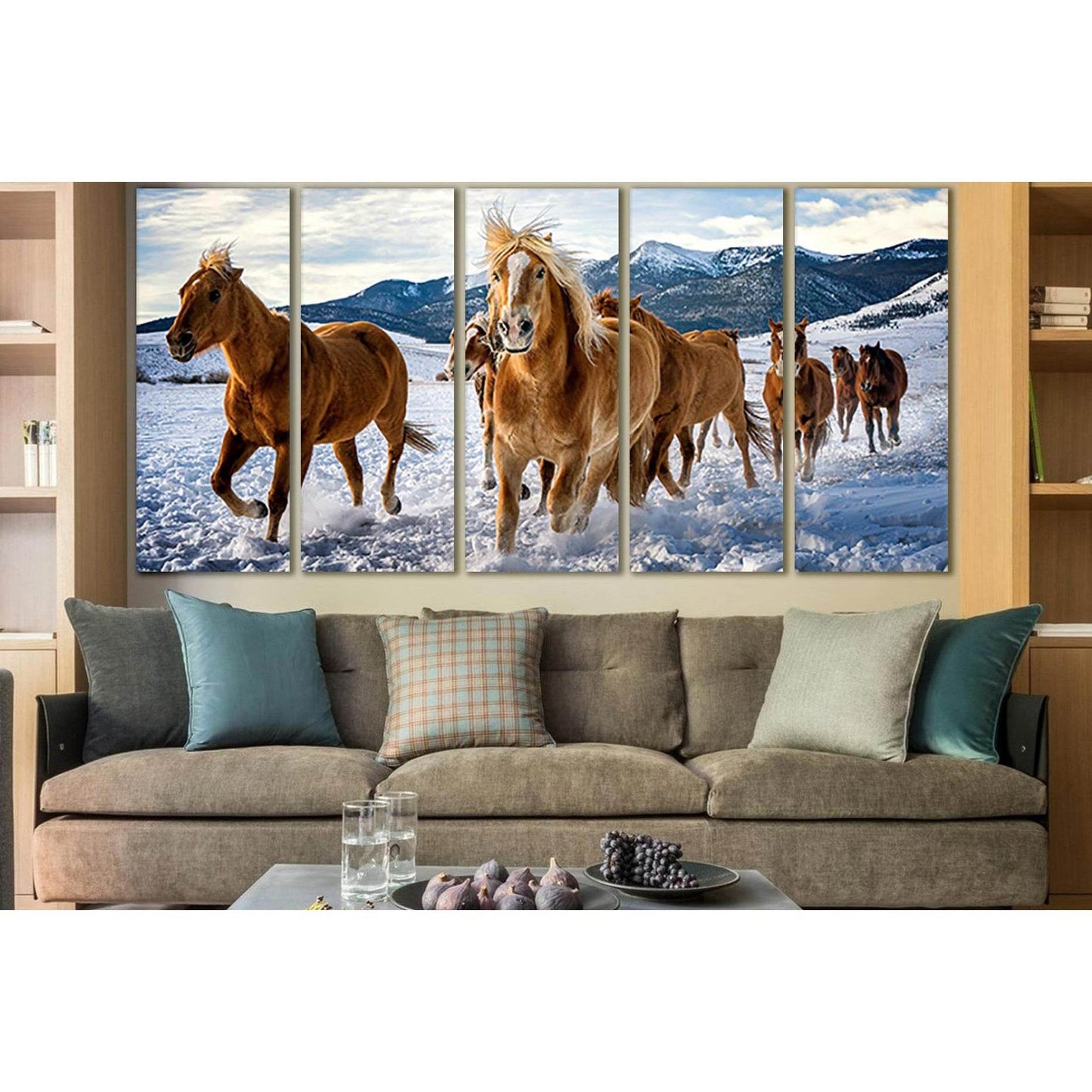 Wild Horses In Winter №SL1000 Ready to Hang Canvas Print - Zellart Canvas Prints 0new, ALL_Products, Animals & Wildlife, Horses