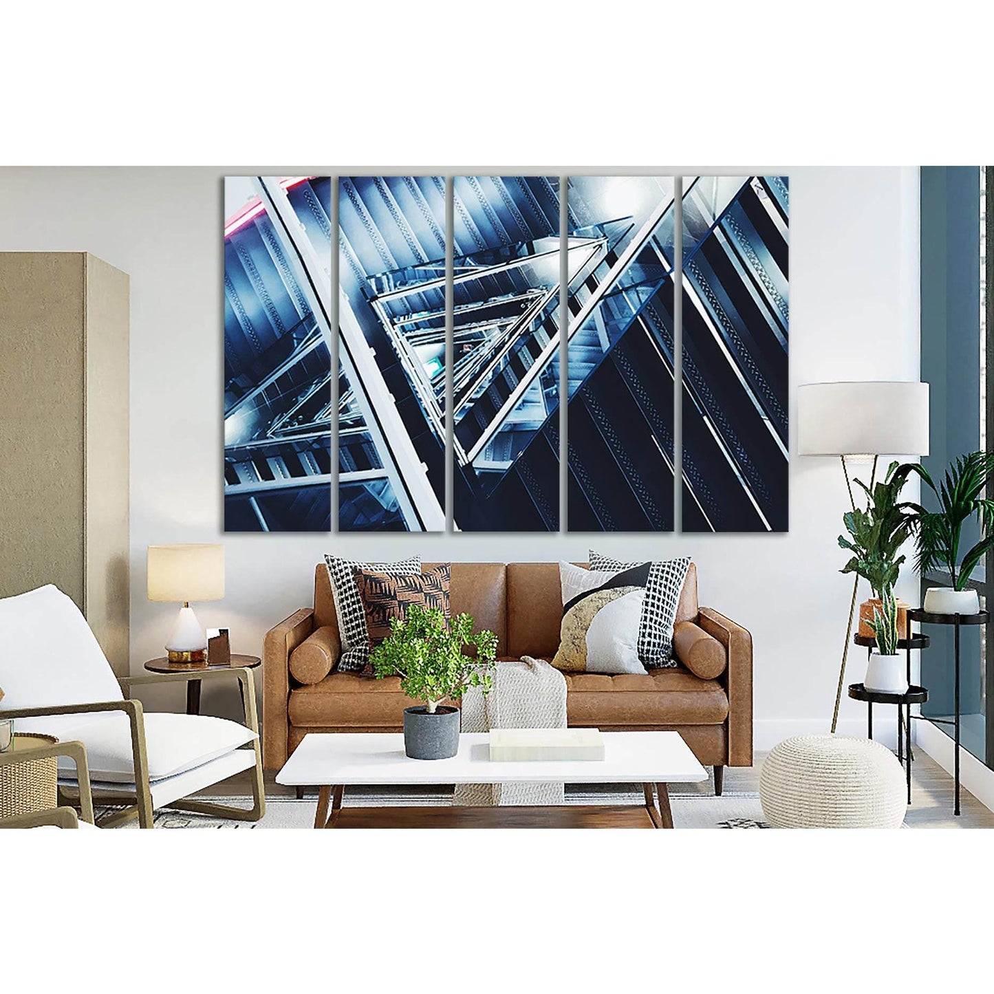 Winding Industrial Stairs №SL1386 Ready to Hang Canvas Print - Zellart Canvas Prints 0new, ALL_Products, Architecture