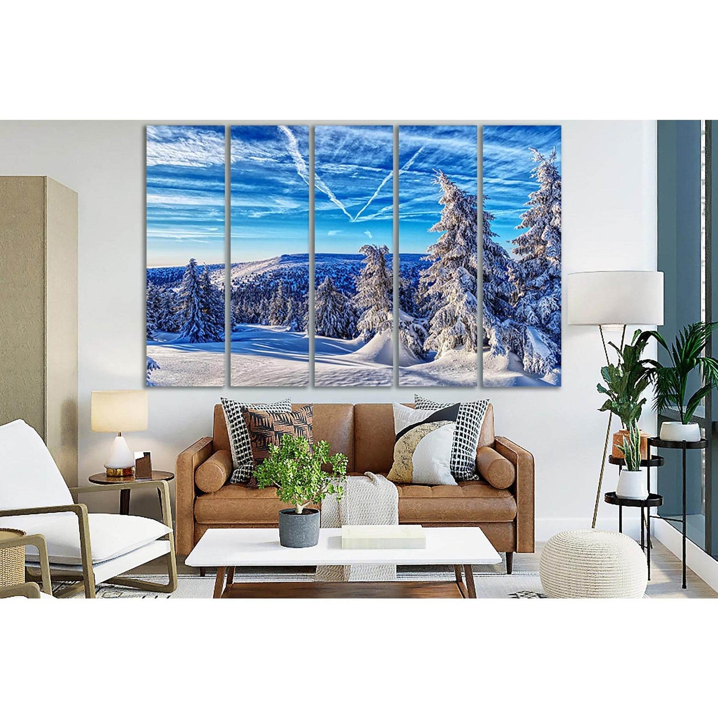 Winter Mountain Nature №SL1075 Ready to Hang Canvas Print - Zellart Canvas Prints 0new, ALL_Products, Trees Wall Art