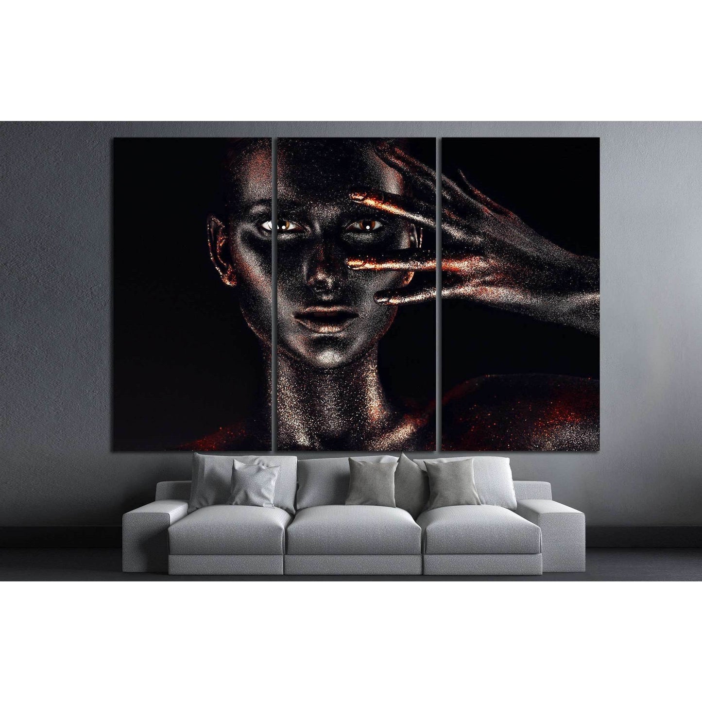 woman in black paint body №746 Ready to Hang Canvas Print - Zellart Canvas Prints ALL_Products, s-746