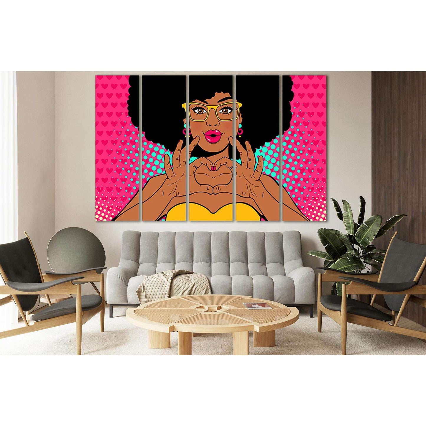 Woman Shows Love Sign By Her Hands №SL538 Ready to Hang Canvas Print - Zellart Canvas Prints 0new, ALL_Products, Pop ART