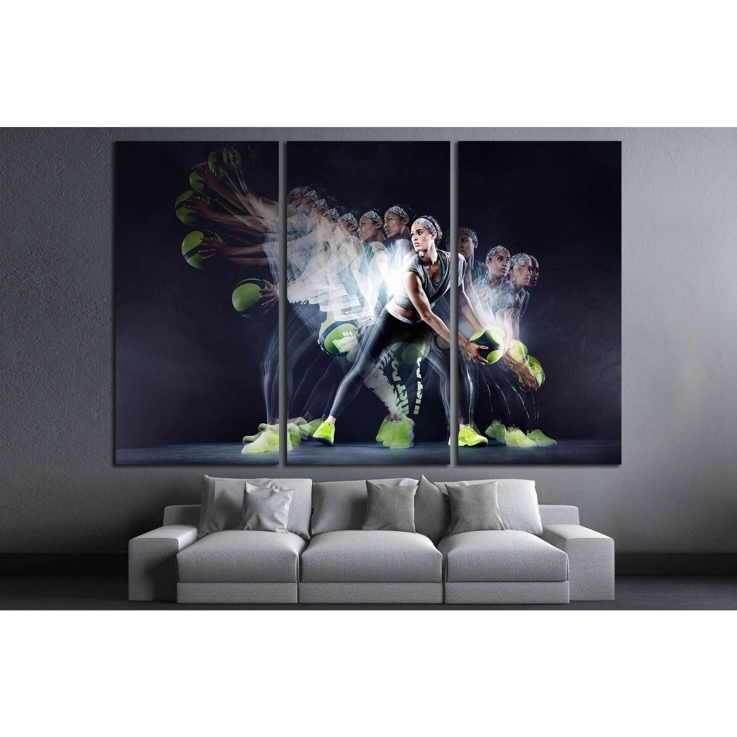 Woman Training, Basketball, Valleyball №1463 Ready to Hang Canvas Print - Zellart Canvas Prints ALL_Products, s-1463