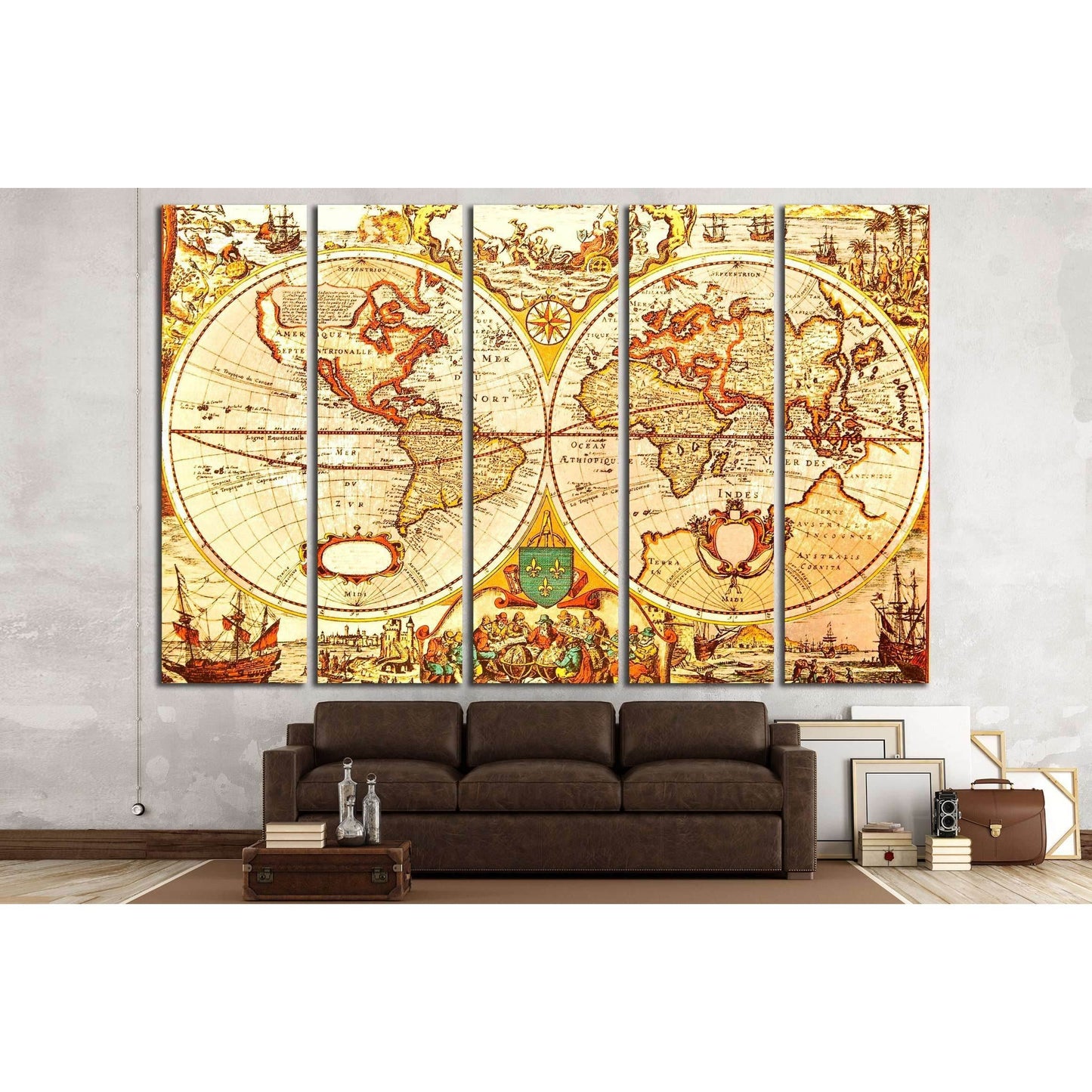 World Antique Map - An antique map of the world №2808 Ready to Hang Canvas Print - Zellart Canvas Prints ALL_Products, s-2808