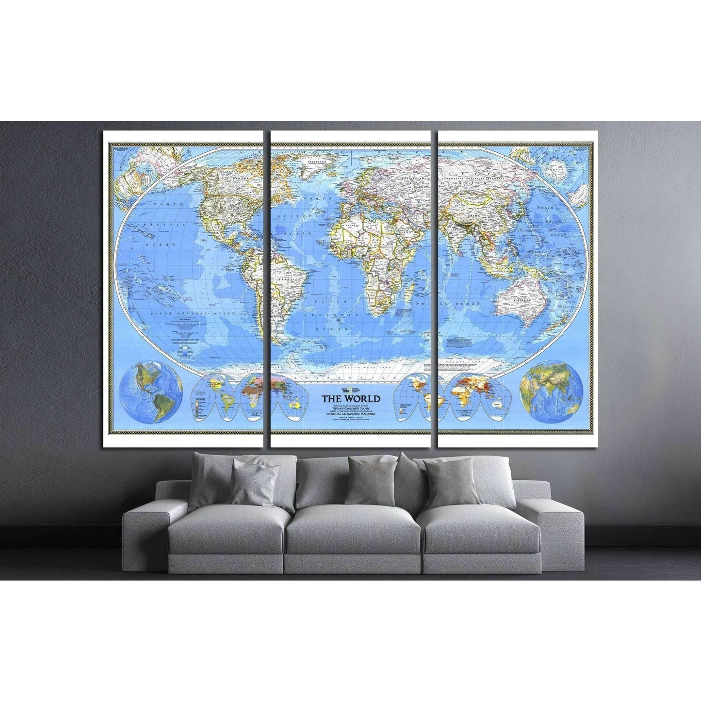World Map №1498 Ready to Hang Canvas Print - Zellart Canvas Prints ALL_Products, s-1498