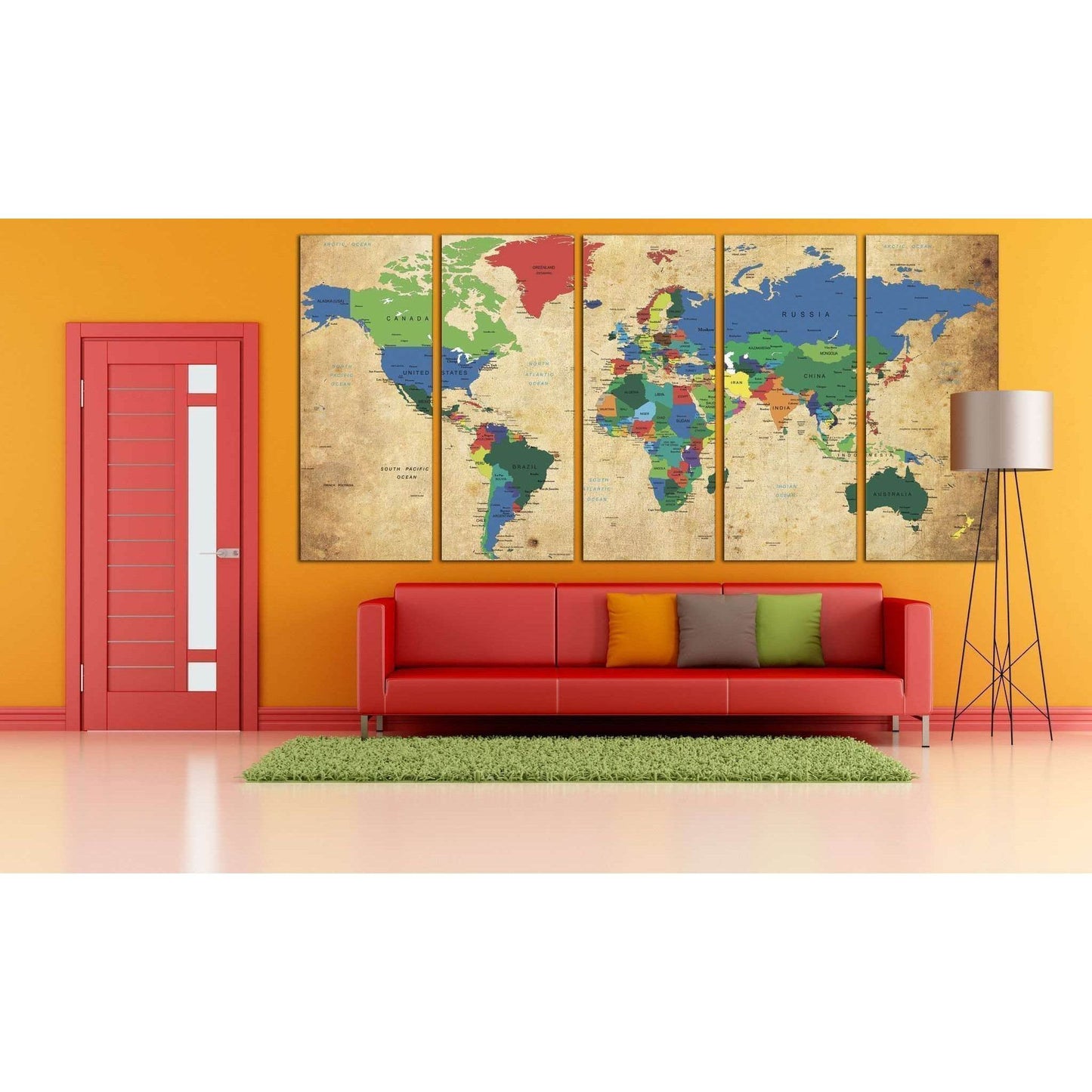 World Map №873 Ready to Hang Canvas Print - Zellart Canvas Prints ALL_Products, autopostr_pinterest_65155, autopostr_pinterest_65157, autopostr_pinterest_65158, autopostr_pinterest_65160