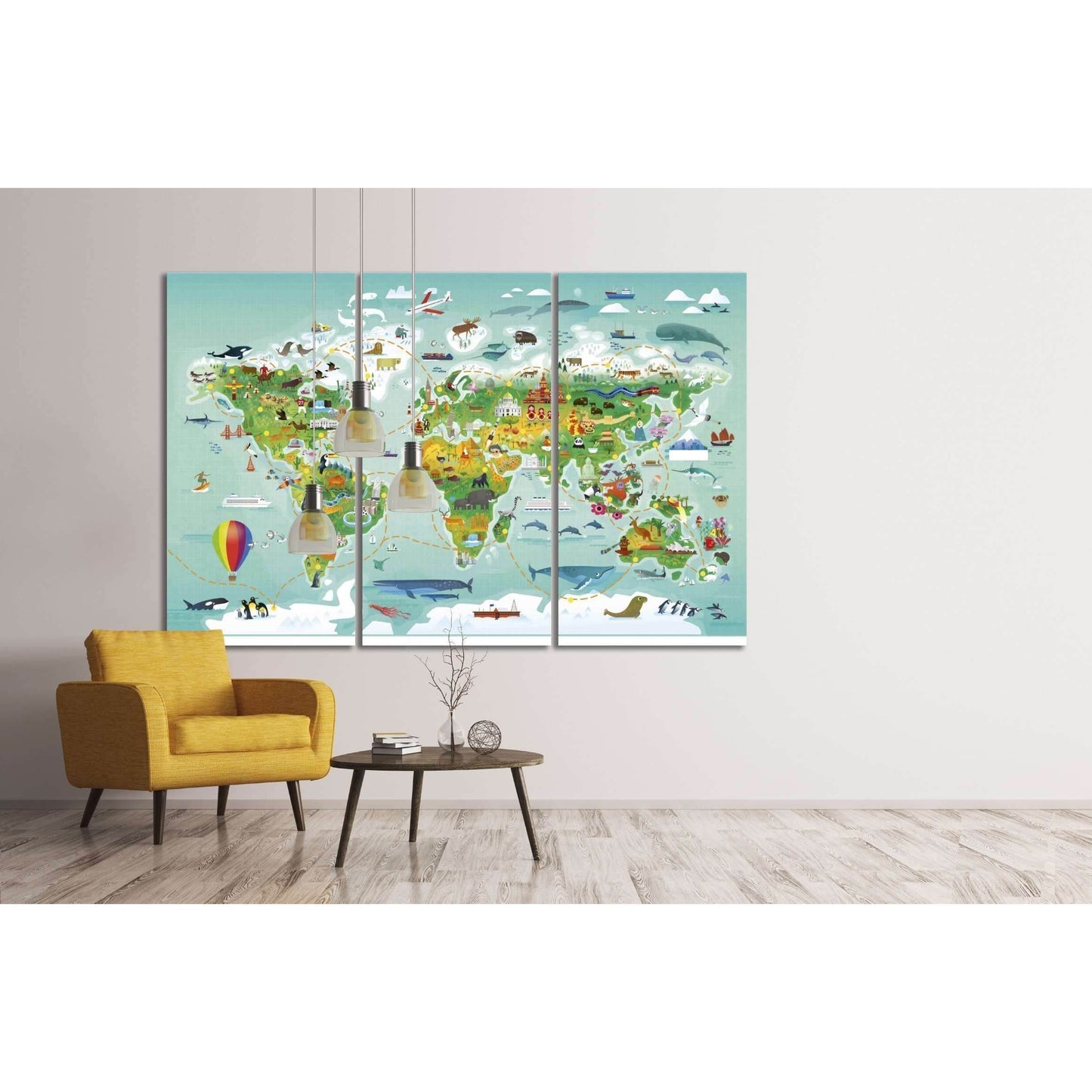 World map for kids№32 Ready to Hang Canvas Print - Zellart Canvas Prints ALL_Products, s-32