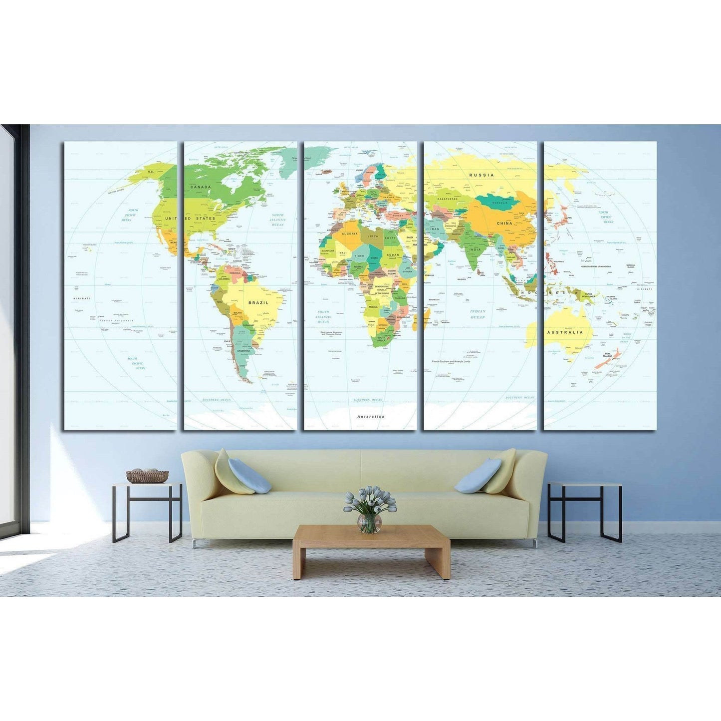World map №1450 Ready to Hang Canvas PrintCanvas art arrives ready to hang, with hanging accessories included and no additional framing required. Every canvas print is hand-crafted, made on-demand at our workshop and expertly stretched around 100% North A