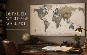 Detailed World Map Wall Art