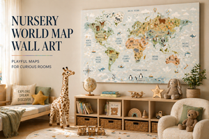 Nursery World Map Wall Art