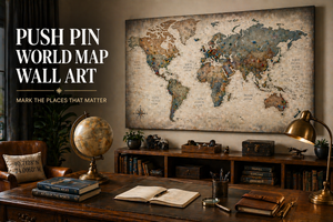 Push Pin World Map Wall Art