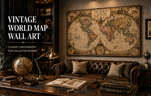 Vintage World Map Wall Art