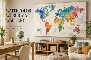 Watercolor World Map Wall Art