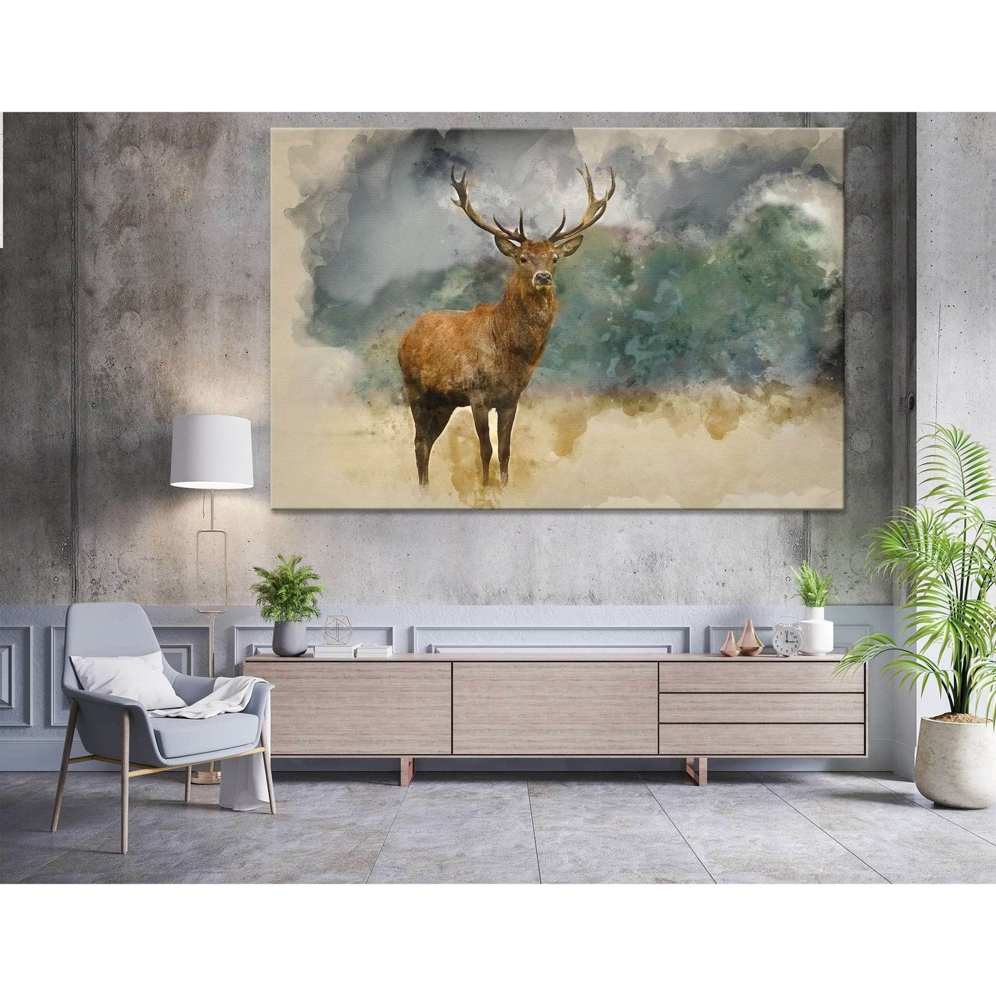Watercolor painting of majestic red deer stag in Autumn Fall forest №04141 Ready to Hang Canvas PrintCanvas art arrives ready to hang, with hanging accessories included and no additional framing required. Every canvas print is hand-crafted, made on-demand