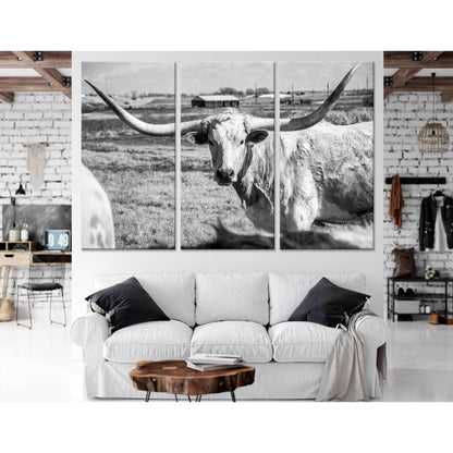 Texas Longhorn at country home ranch №04136 Ready to Hang Canvas PrintCanvas art arrives ready to hang, with hanging accessories included and no additional framing required. Every canvas print is hand-crafted, made on-demand at our workshop and expertly s