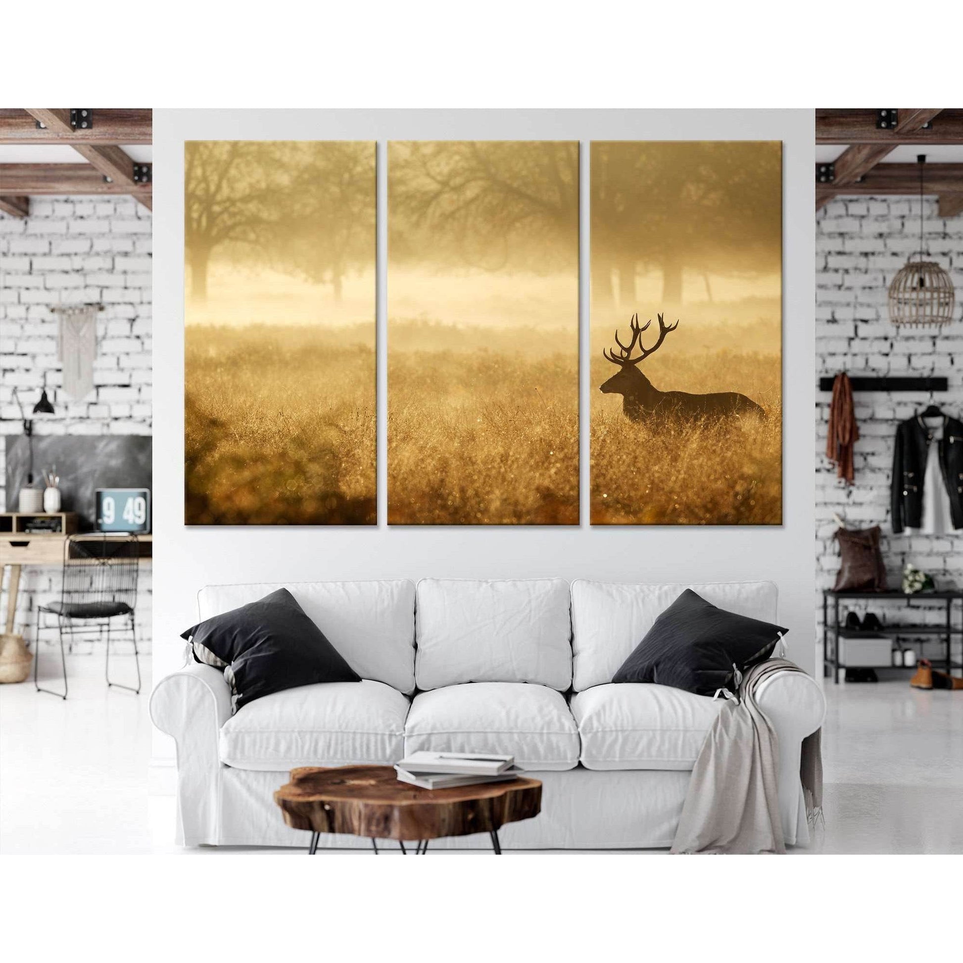 Silhouette of a red deer stag in the mist №04140 Ready to Hang Canvas PrintCanvas art arrives ready to hang, with hanging accessories included and no additional framing required. Every canvas print is hand-crafted, made on-demand at our workshop and exper
