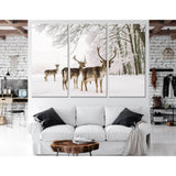 A male of fallow deer with grate antlers standing on the snow №04143 Ready to Hang Canvas Print